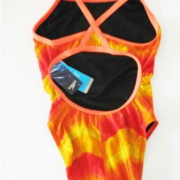 🆕 SPEEDO WOMEN'S ONE PIECE. TIE DYE FLYBACK. ORANGE/WHITE. Sz. 28. NWT. #0159 - Picture 7 of 15